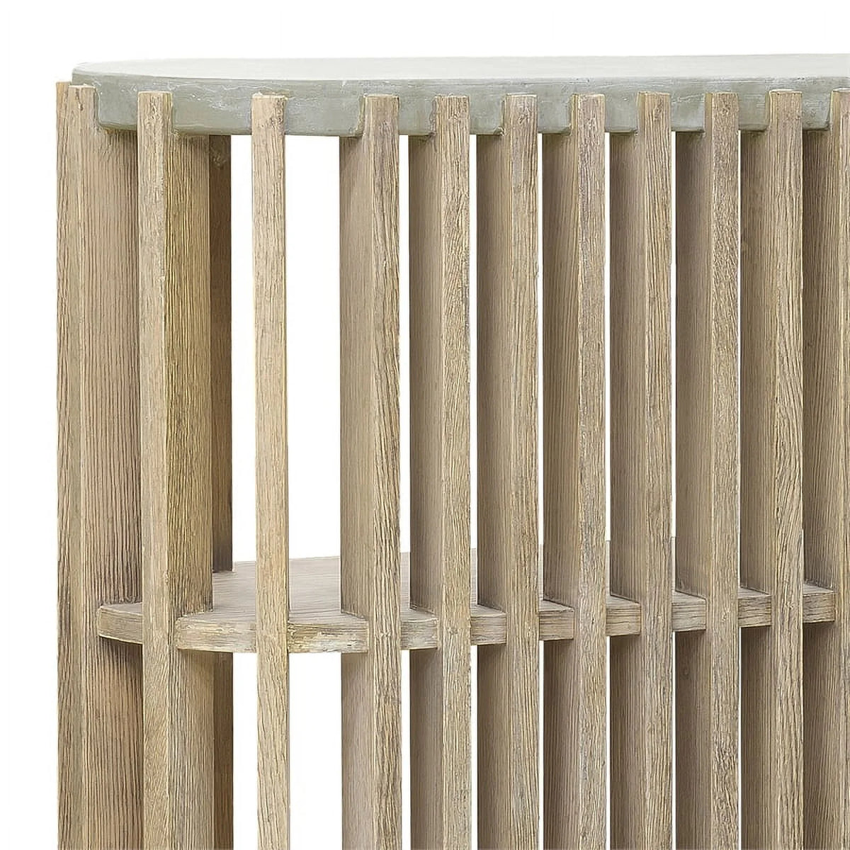Wood Slat Display Console with Concrete Top N802