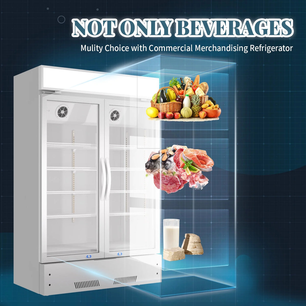 38'' Commercial Beverage Display Refrigerator with 2 Glass Doors S4048