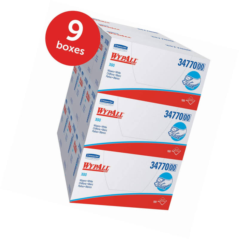 1/4 Fold White Wipers, 11 x 23, 100/Box, 9/Carton Y374663