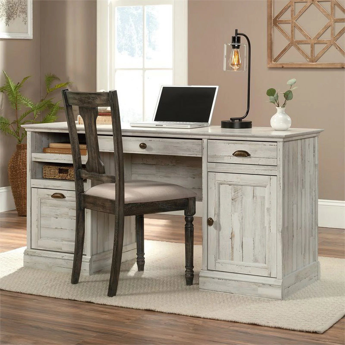 White Plank Finish Executive Desk F53194