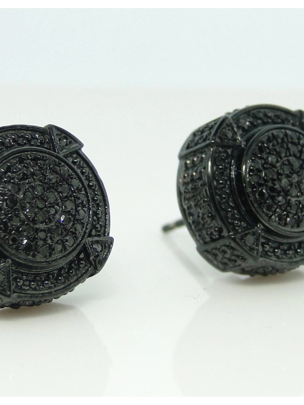 Black 3D Pave Diamond Earrings Y92322
