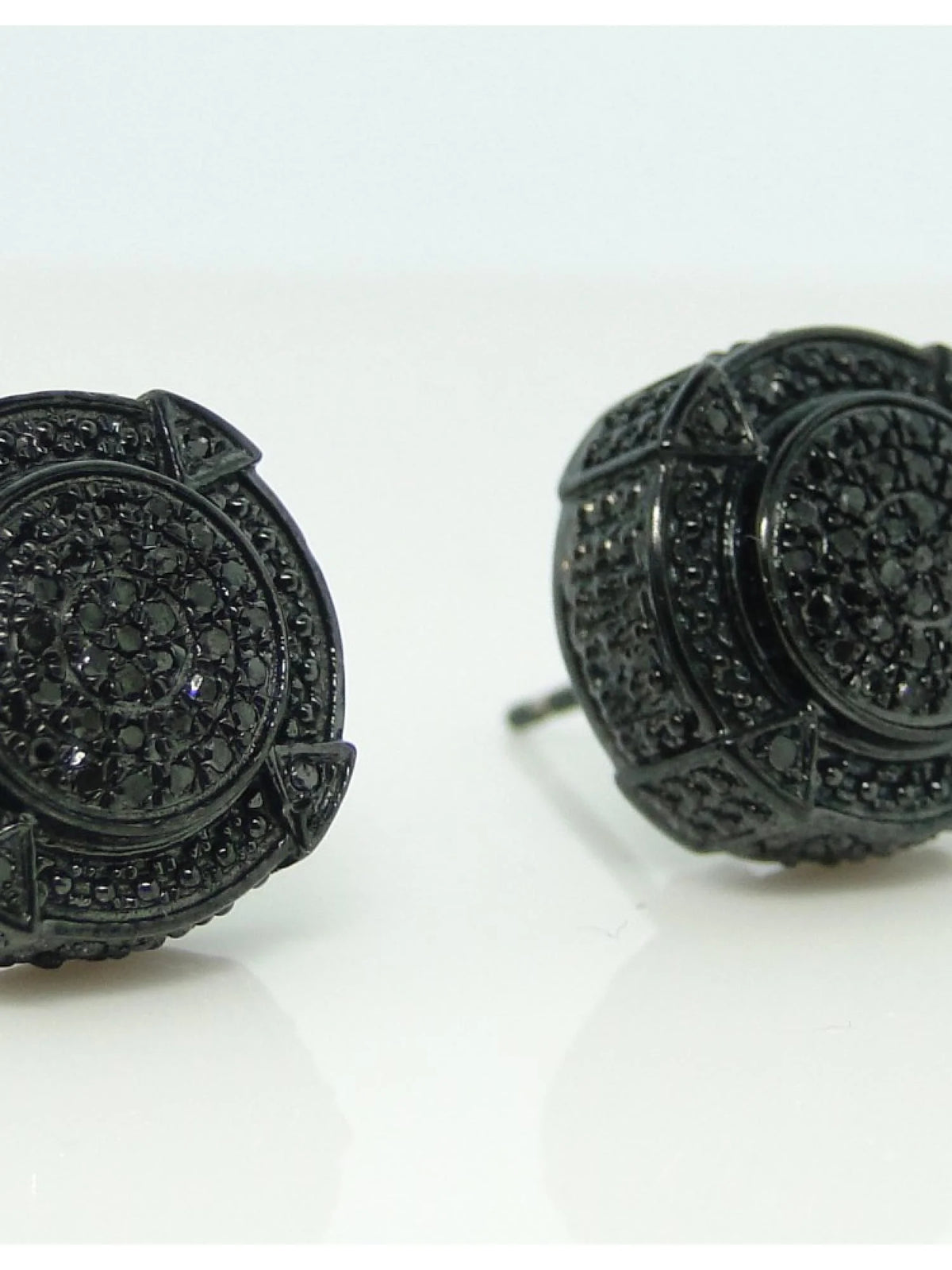 Black 3D Pave Diamond Earrings Y92322