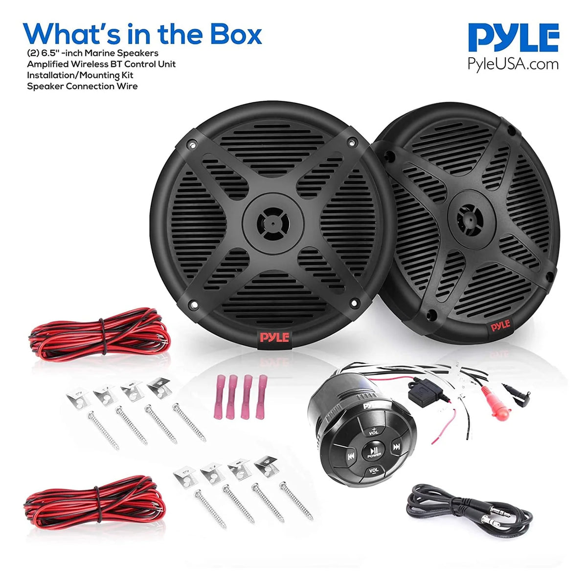 Black 6.5 Marine Speakers with Bluetooth Remote Control 2 Pack F359280
