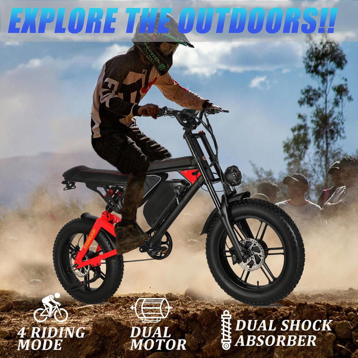 Fat Tire Electric Bike 2000W Dual Motor 20inch 48v 22.4ah F57936