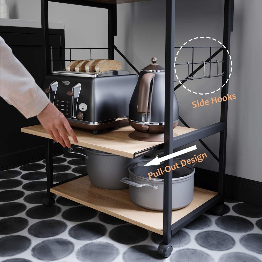 4 Tier Kitchen Bakers Rack with Storage Shelf S884
