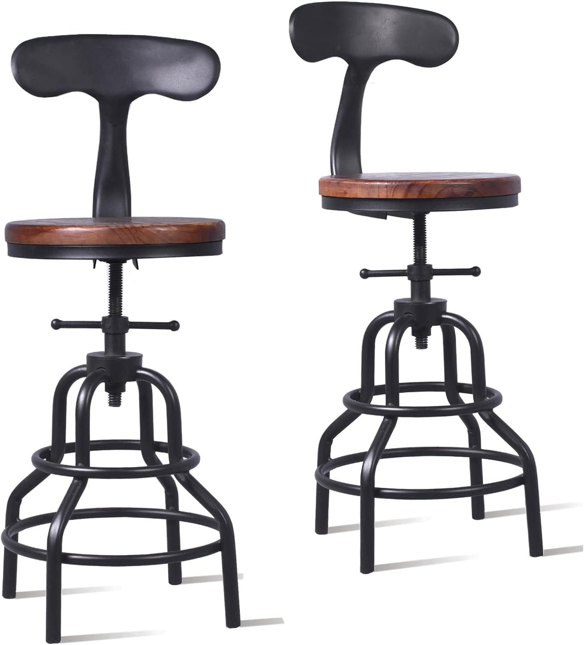 Industrial Vintage Bar Stool, 27 Inch, Set of 2 D481