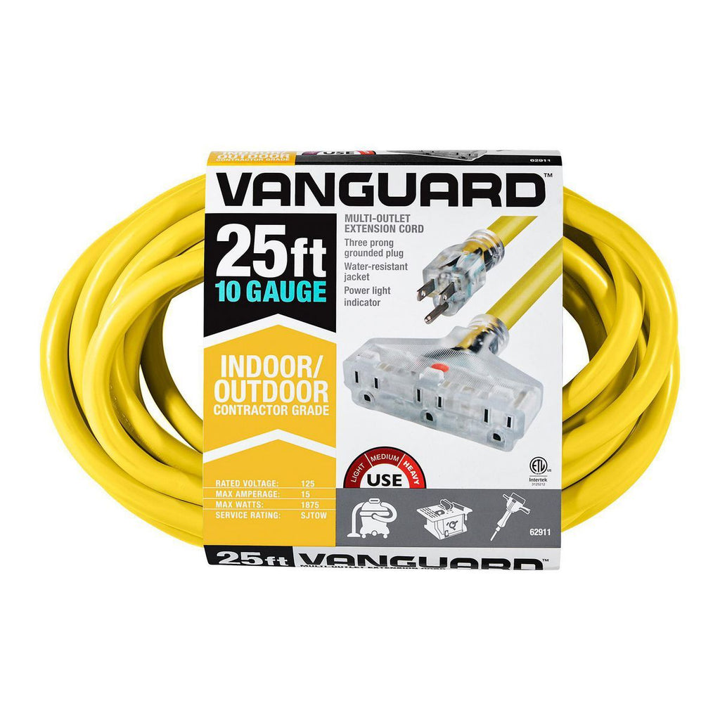 Yellow 25 ft. 10/3 Gauge Triple-Tap Extension Cord N323864