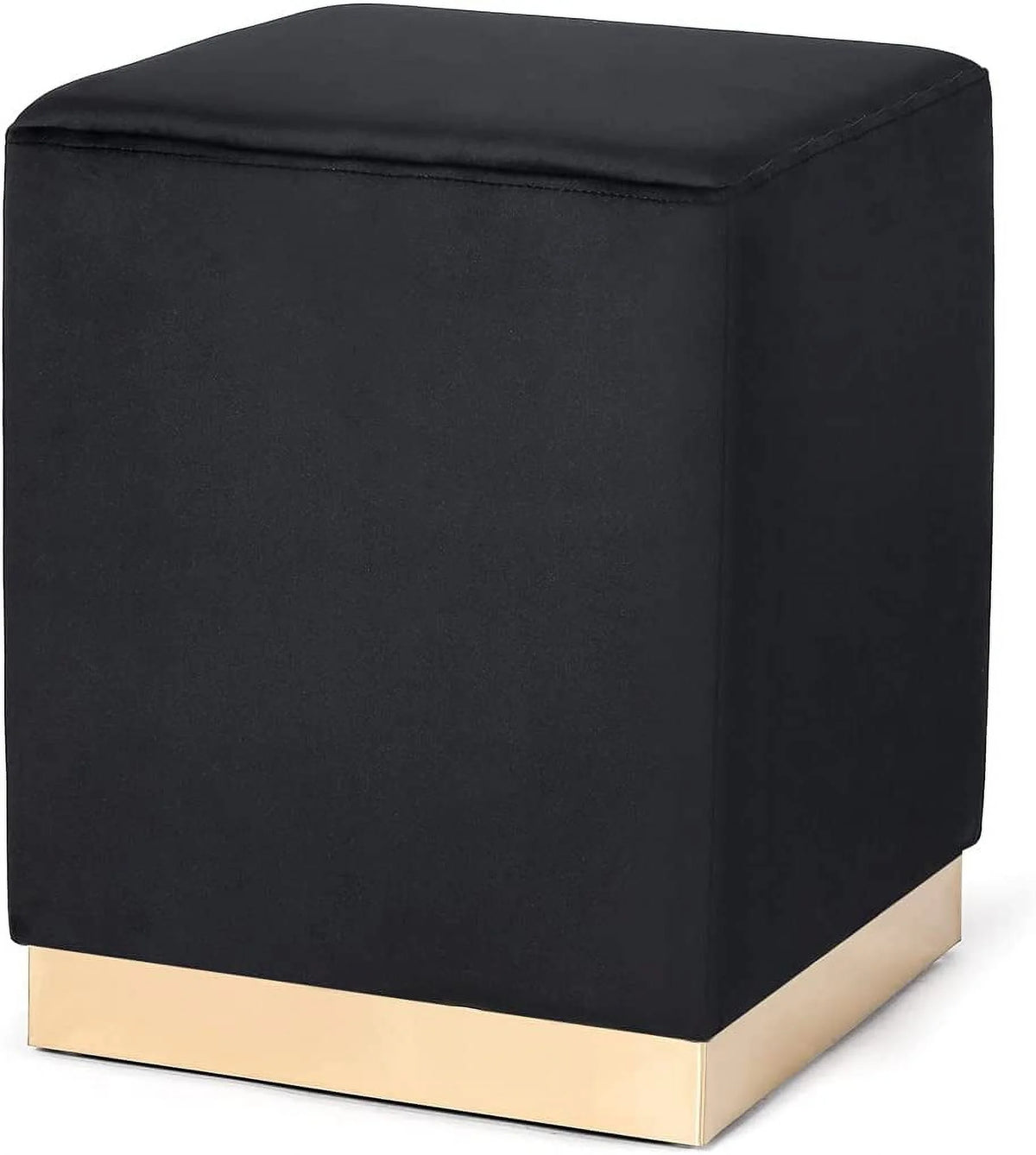 Black Velvet Square Ottoman H187115