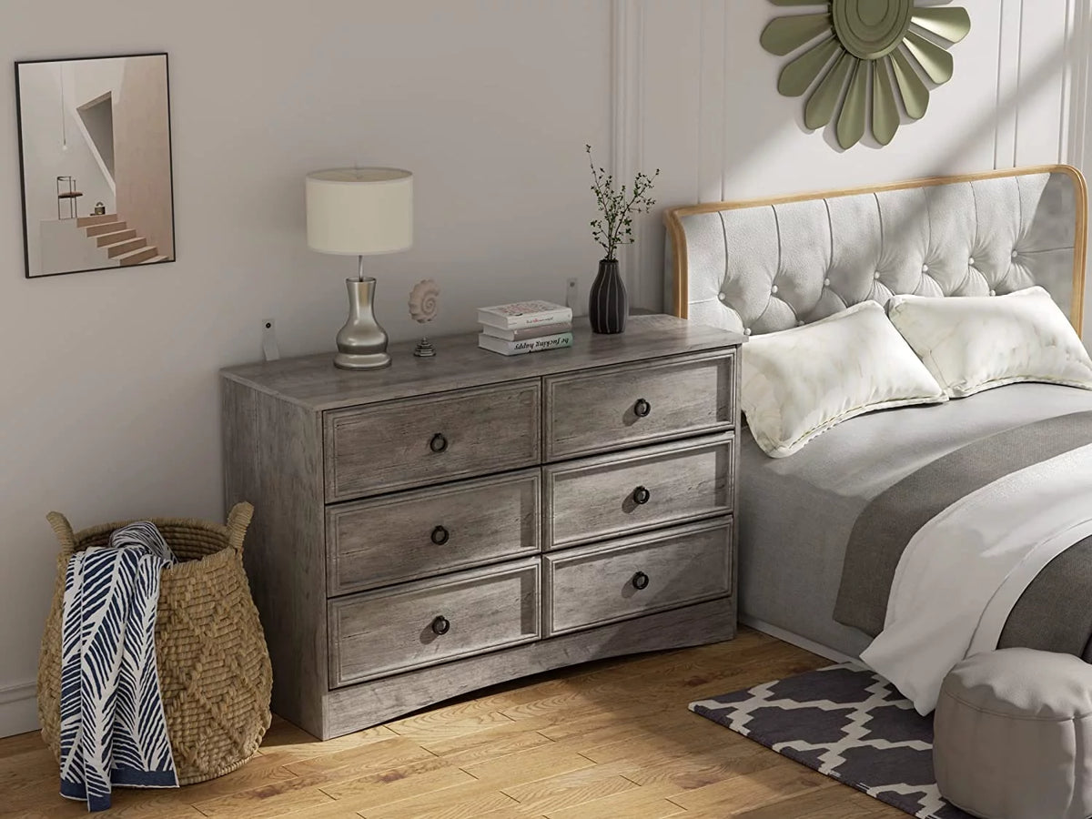 Gray 6 Drawer Dresser X784