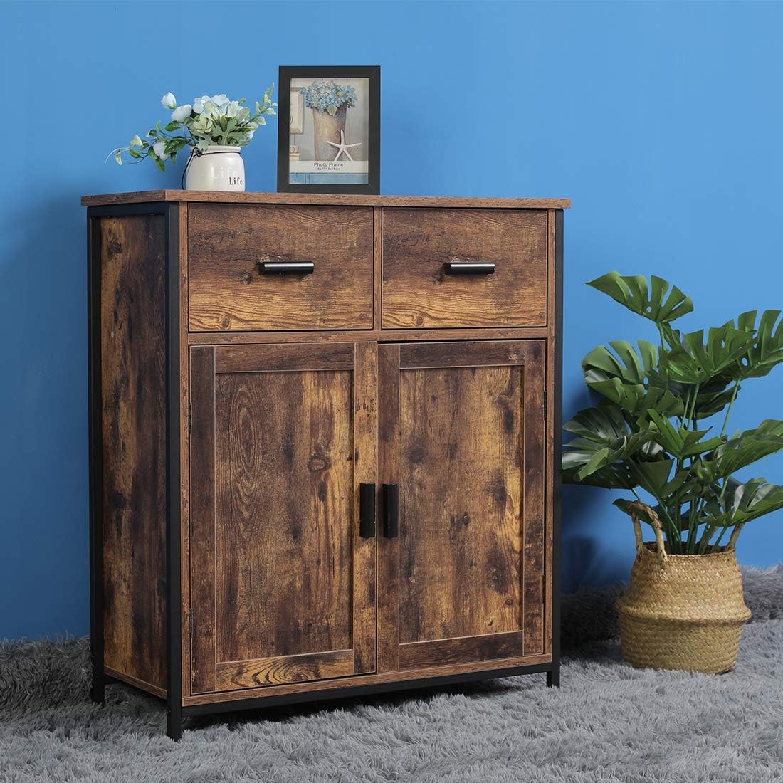 Industrial Storage Cabinet with 2 Drawers and Doors K560
