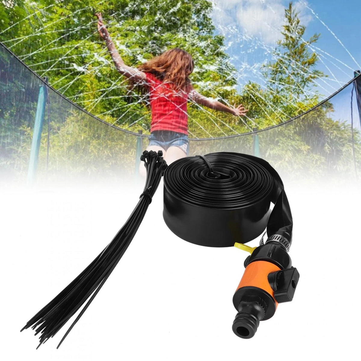 Rociador de agua de trampolín al aire libre PVC Naranja 15m M93860