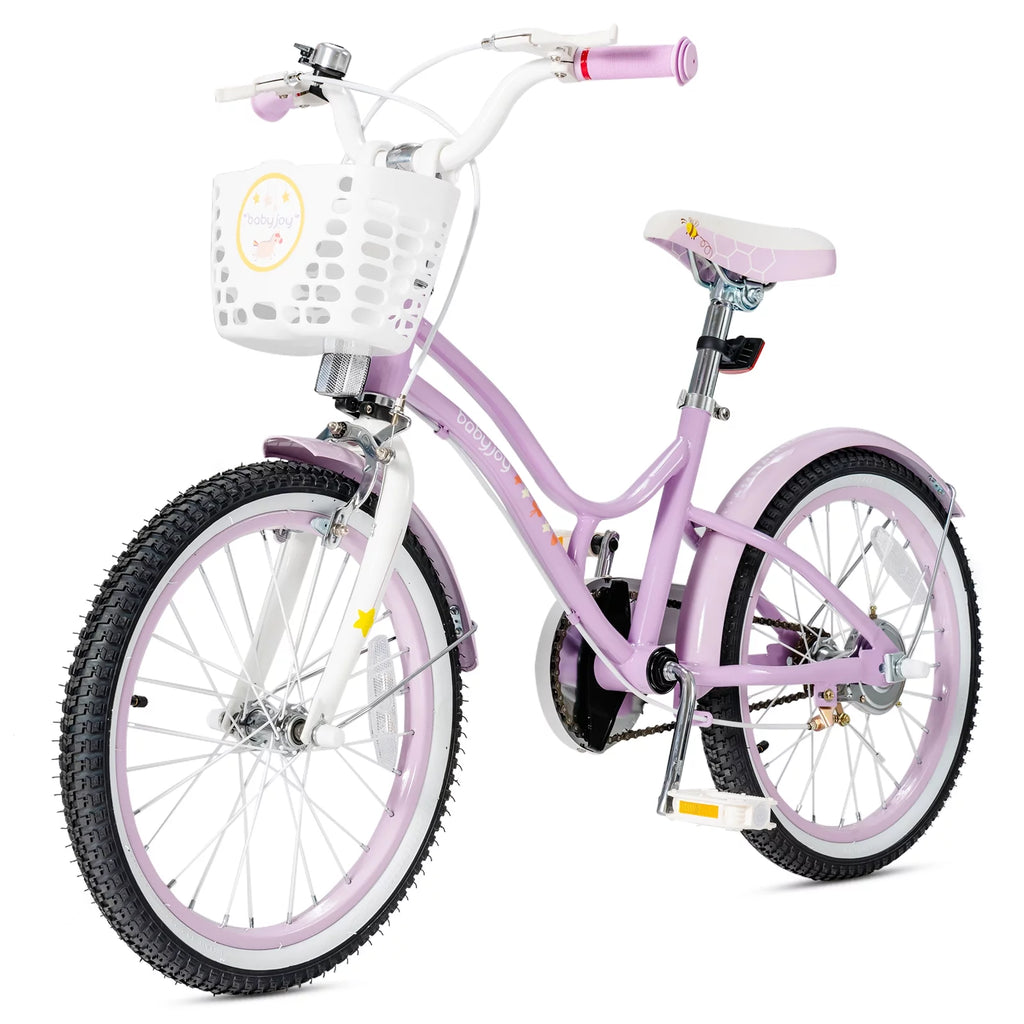 Kids Bike with Removable Training Wheels & Adjustable Seat Purple J98679