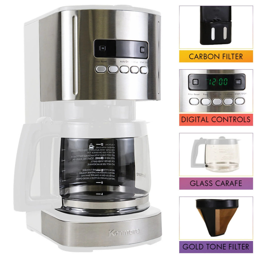 White 12-Cup Programmable Drip Coffee Maker H7747