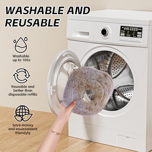 Spin Mop and Bucket Set with Separate Dirty and Clean Water, 2 Replaceable Mop Pads O6397