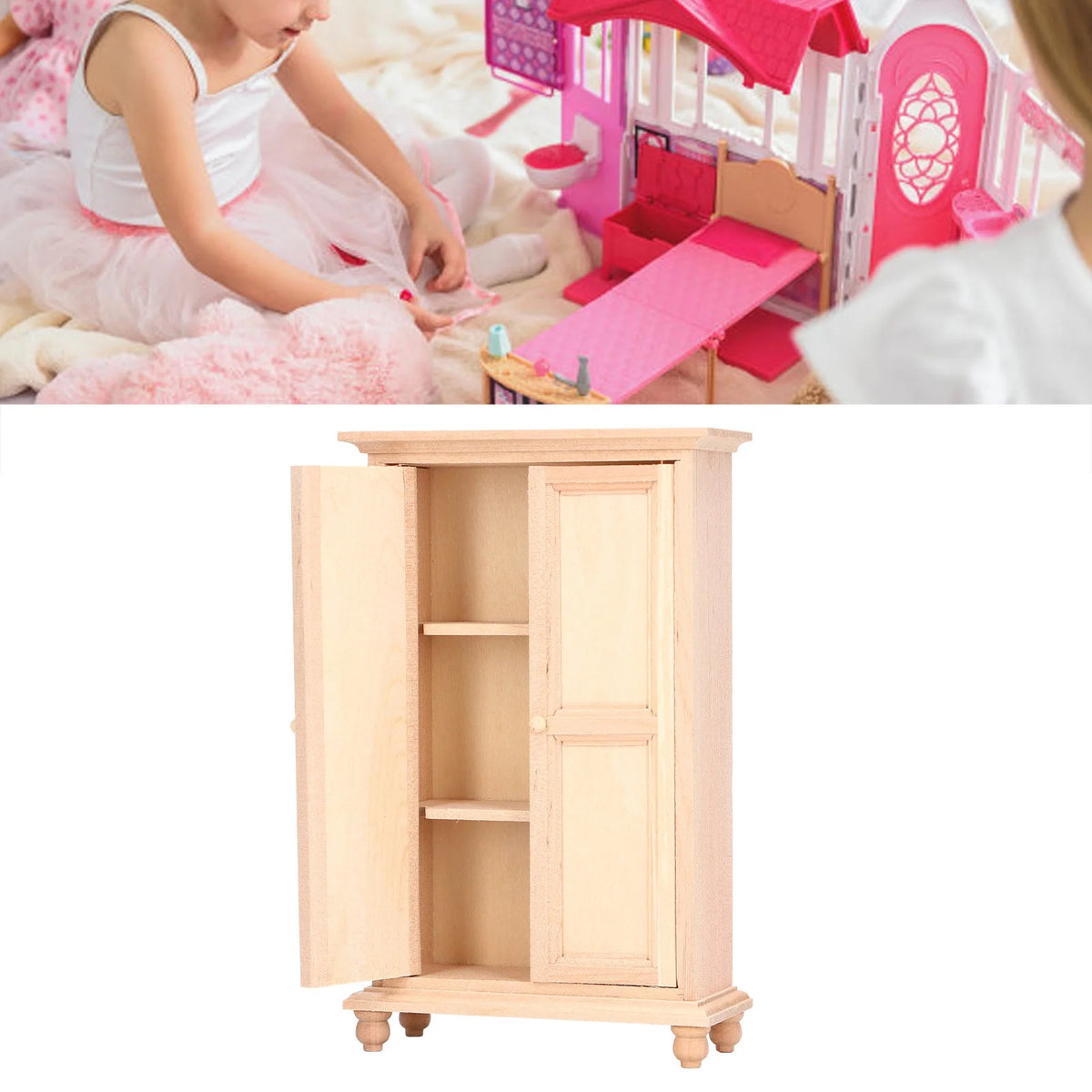 Wooden Vintage Miniature Wardrobe Cabinet L6891