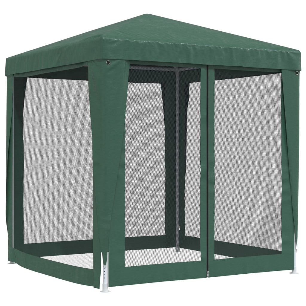 Green 6.6'x6.6' HDPE Party Tent with 4 Mesh Sidewalls B8117