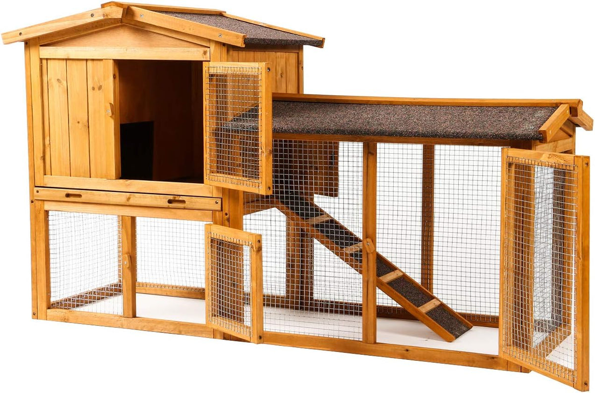 Large Wooden Outdoor Chicken Coop with Removable Tray & Ramp R272925