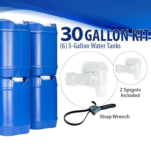 20 Gallon 5 Gallon Each Water Storage Tanks with Lids Spigot Stackable O54518
