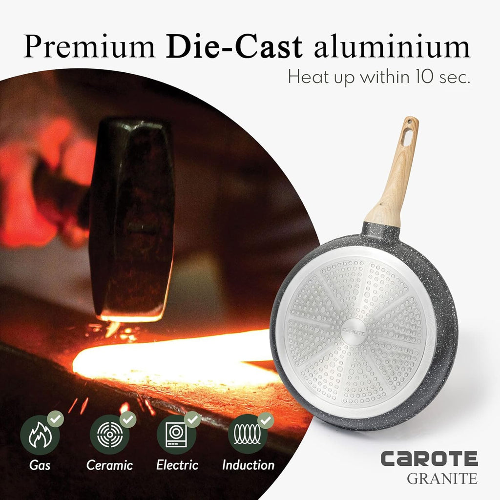 12-Inch Nonstick Granite Frying Pan with Glass Lid O154907