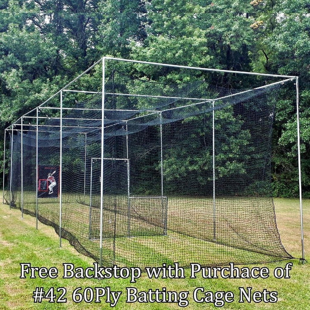 10' H X 12' W X 40' L Batting Cage Net 60 Ply with Backstop K6318