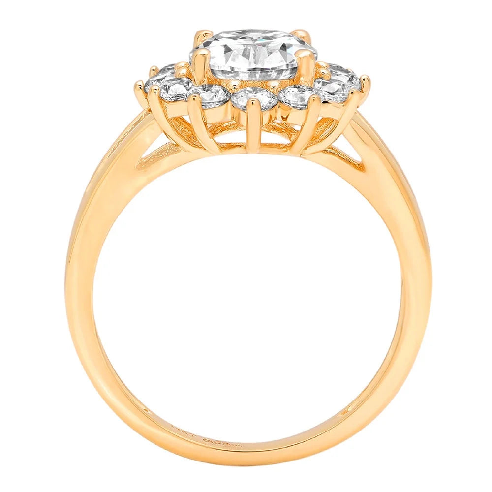 14K Yellow Gold Halo Engagement Ring with Diamond P640