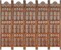 Solid Mango Wood Hand Carved 3-Panel Room Divider P4589