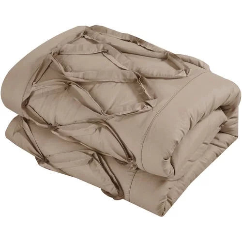 8-Piece Ruffled Comforter Set King Taupe Z326