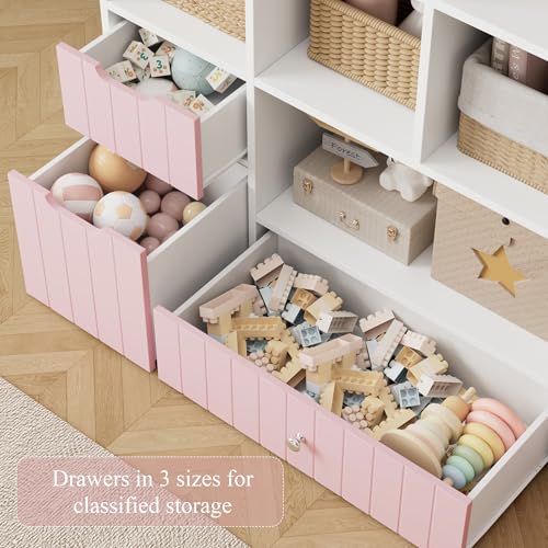 48" W Kids Toy Storage Organizer with Removable Bins and Drawers, Grey E479