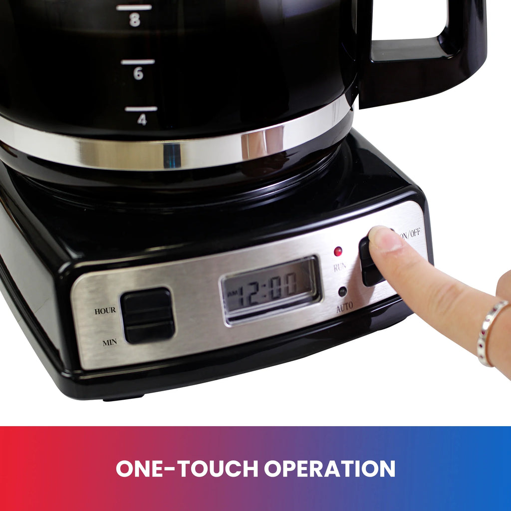 12-Cup 1.8 L Programmable Coffee Maker with Filter Black and Silver L9338
