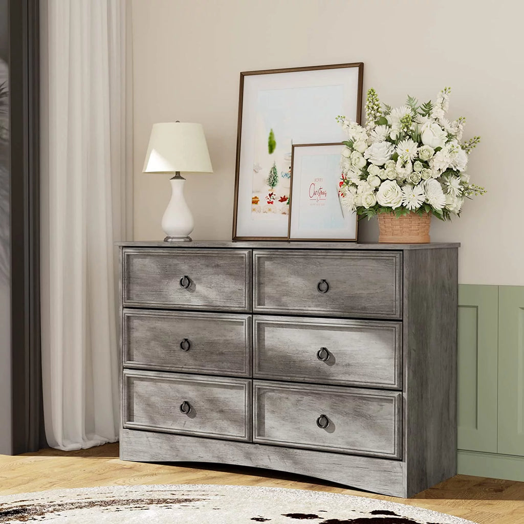 Gray 6 Drawer Dresser X784