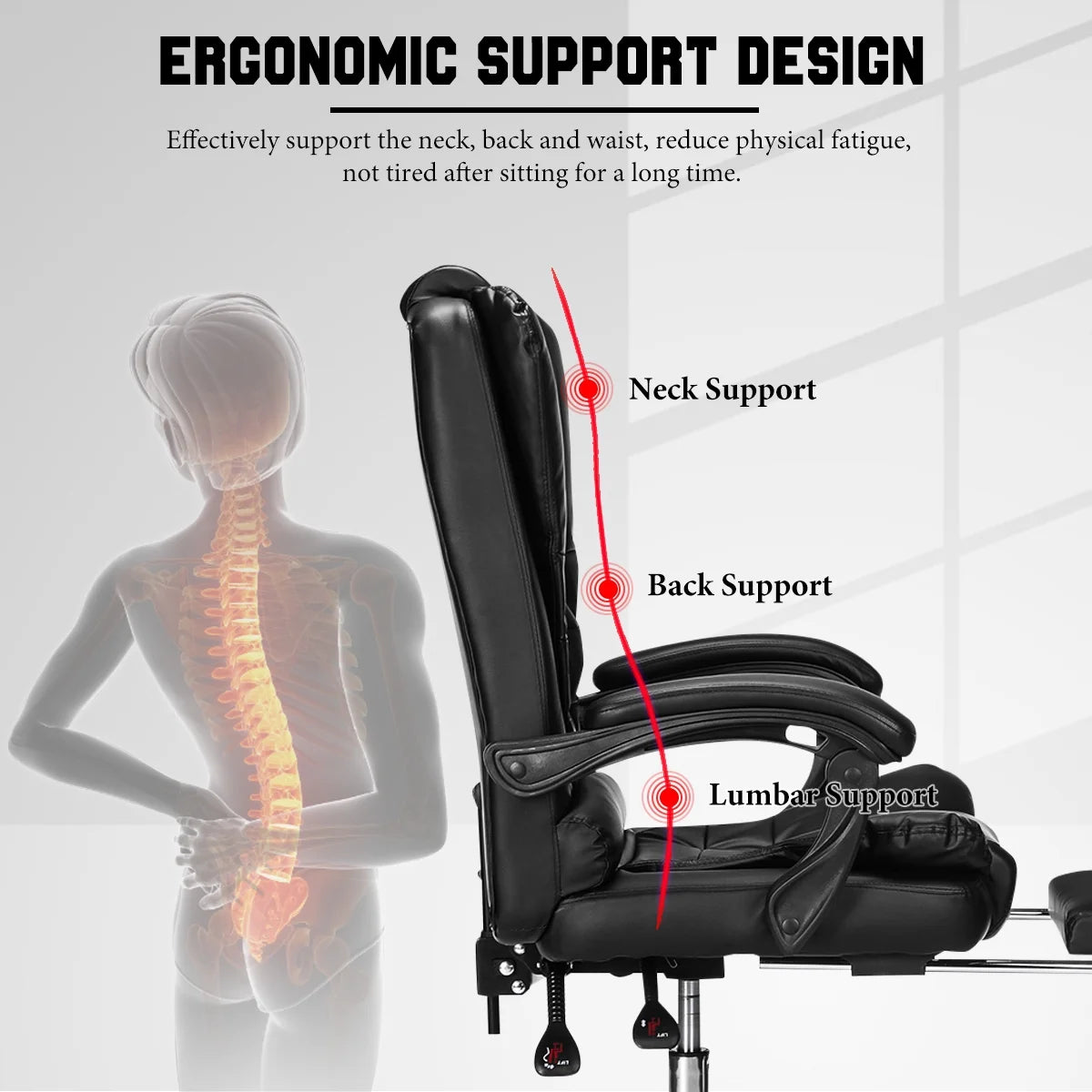 Ergonomic Faux Leather High Back Office Chair with Lumbar Support L967