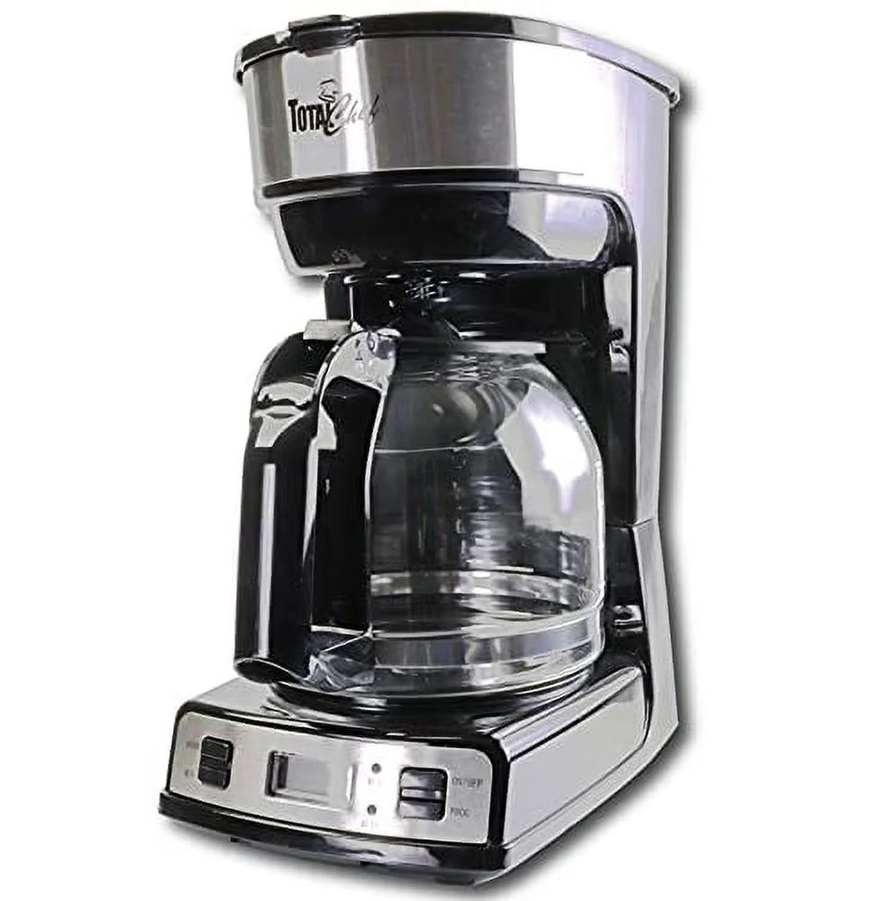 12-Cup 1.8 L Programmable Coffee Maker with Filter Black and Silver L9338