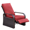 Red Resin Wicker Recliner Chair with Footrest H33982