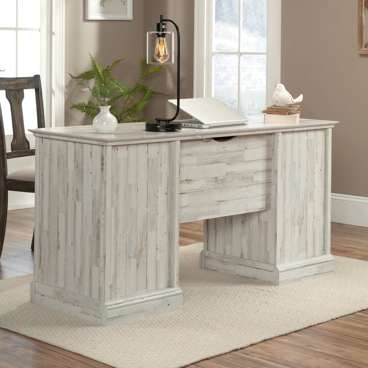 White Plank Finish Executive Desk F53194
