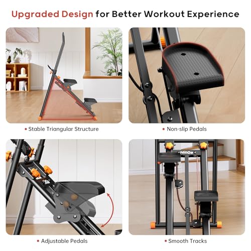 Foldable Stair Stepper Machine with Adjustable Handlebar & Pedals O472