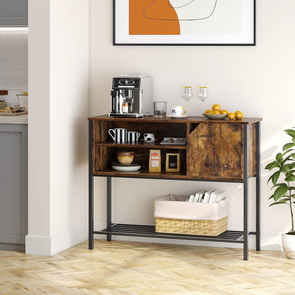 Rustic Brown Kitchen Sideboard with Adjustable Shelves L18011