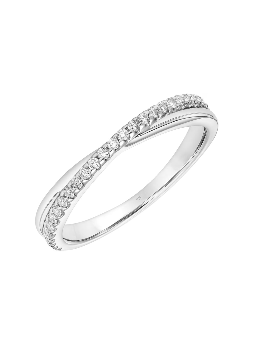 Sterling Silver Diamond Crossover Anniversary Ring Y157677
