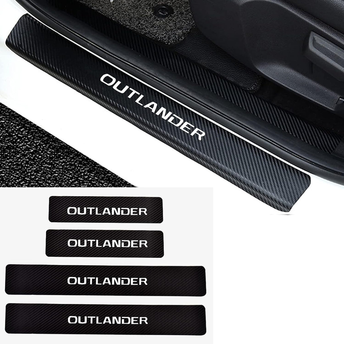 Carbon Fiber Leather Door Sill Scuff Plate Stickers Q3900
