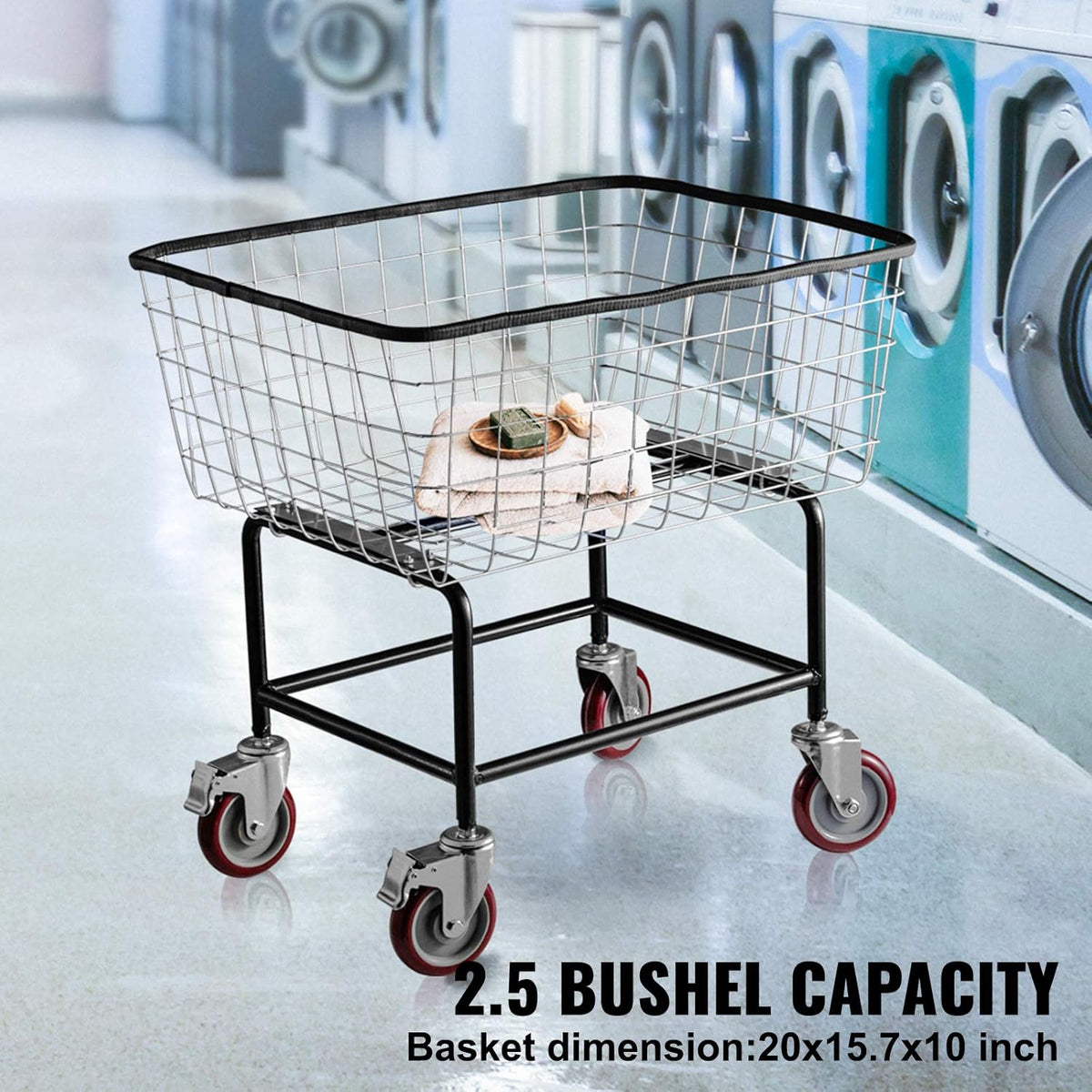 2.5 Bushel Wire Laundry Cart with Wheels Z504