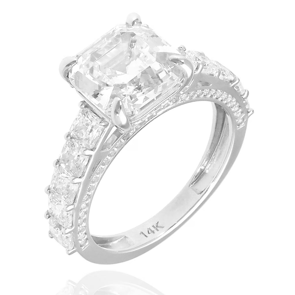 14K White Gold Created Diamond Engagement Ring N10130