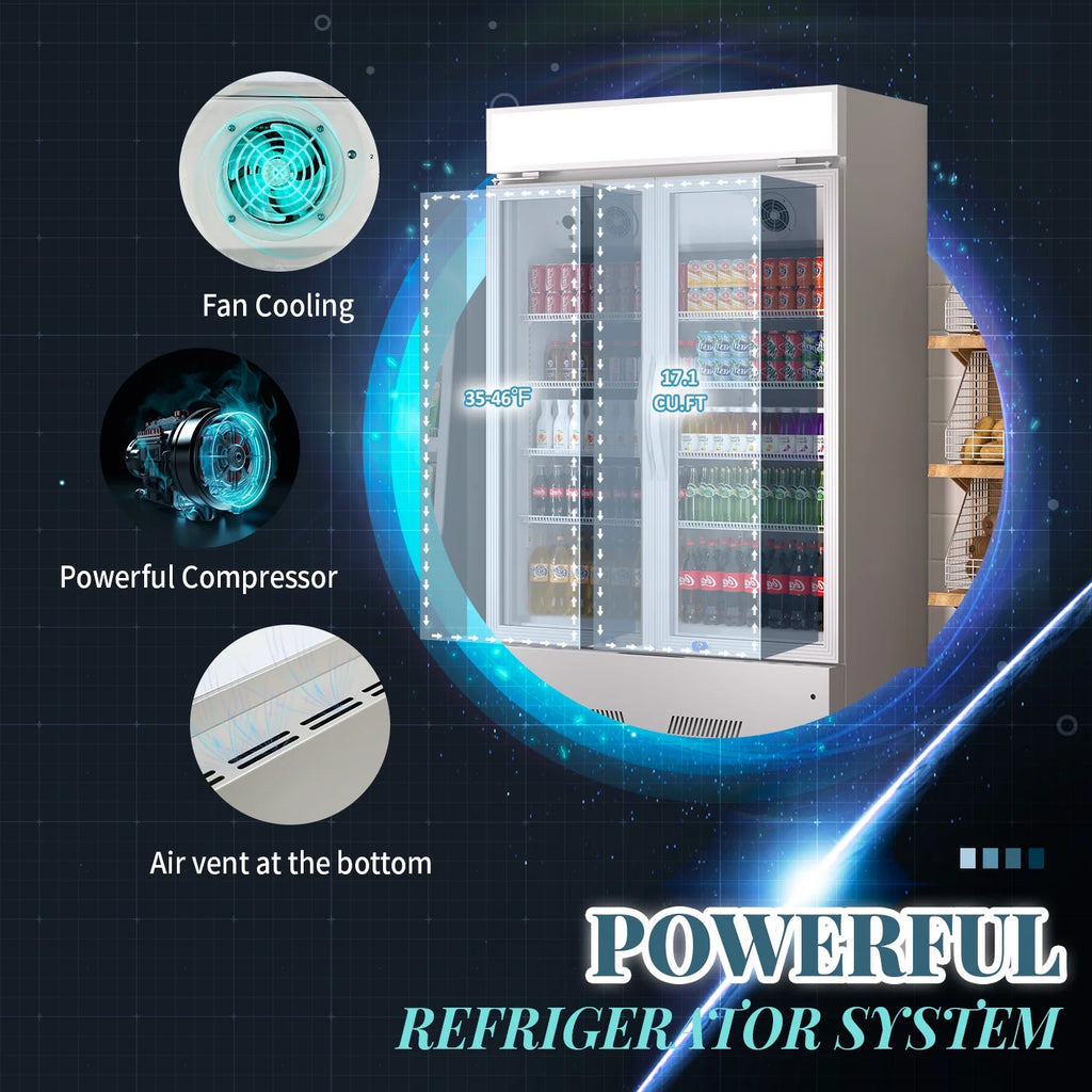 38'' Commercial Beverage Display Refrigerator with 2 Glass Doors S4048