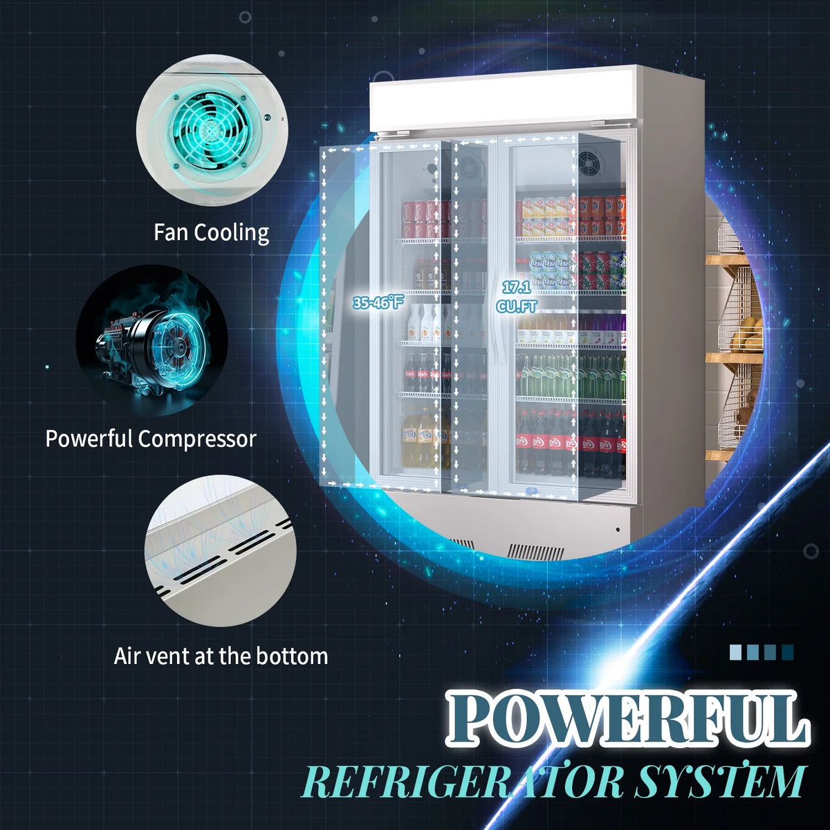 38'' Commercial Beverage Display Refrigerator with 2 Glass Doors S4048
