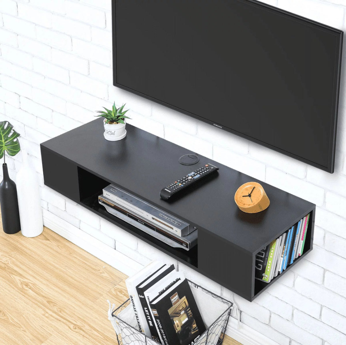 Black Wall Mounted Floating TV Stand K14432