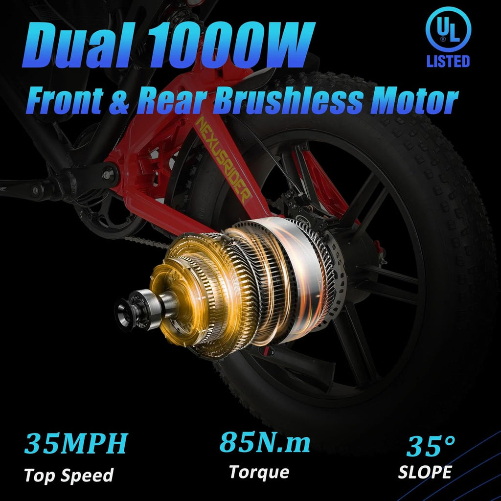 Fat Tire Electric Bike 2000W Dual Motor 20inch 48v 22.4ah F57936