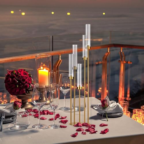 Matte Black 5 Arm Candelabra with Acrylic Shades R237