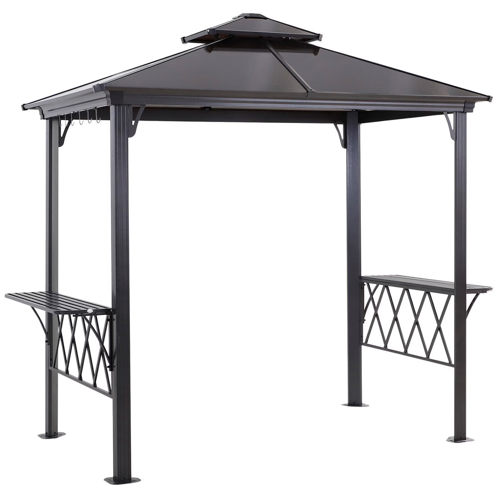 9' x 5' Hardtop BBQ Grill Gazebo with Polycarbonate Roof D307883