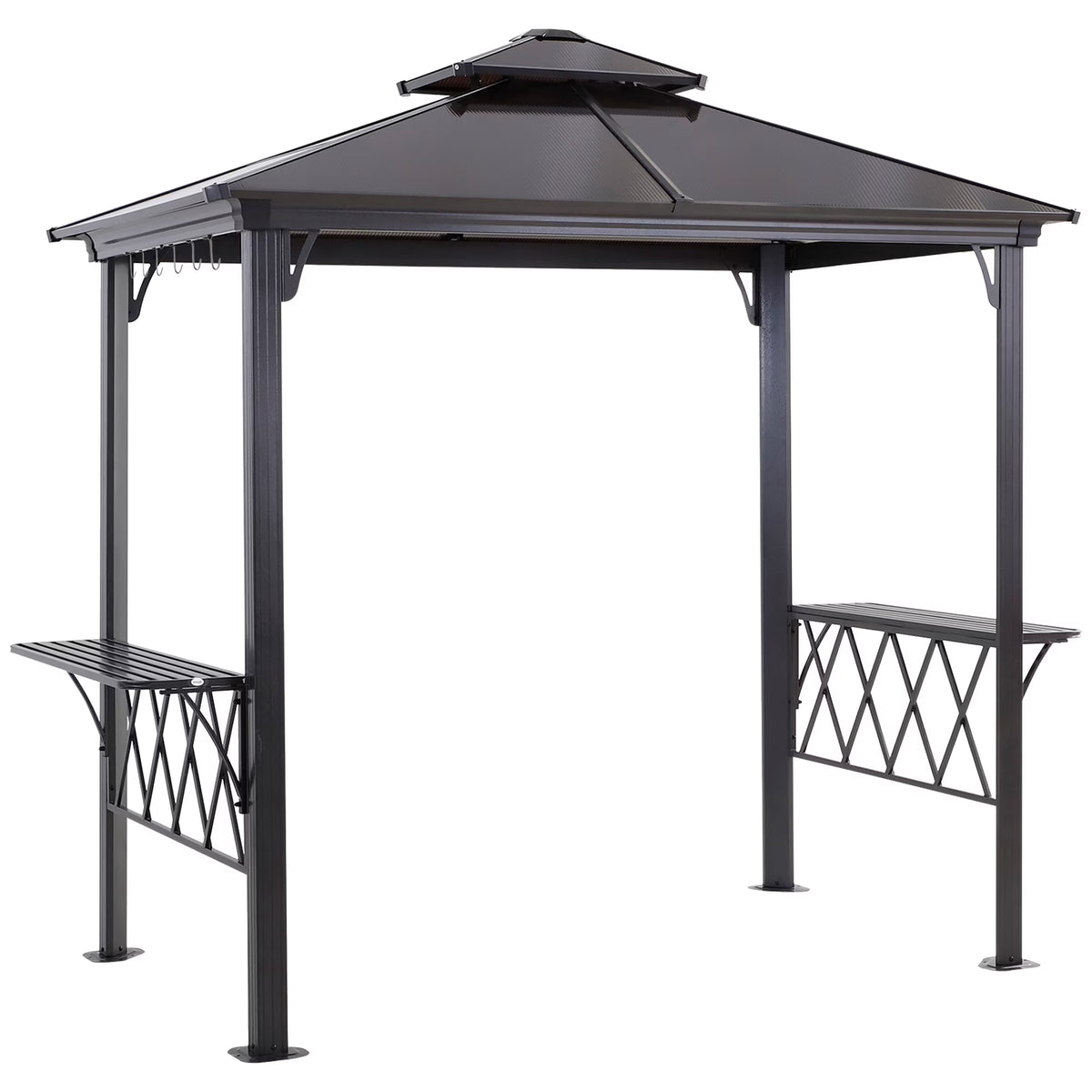 9' x 5' Hardtop BBQ Grill Gazebo with Polycarbonate Roof D307883