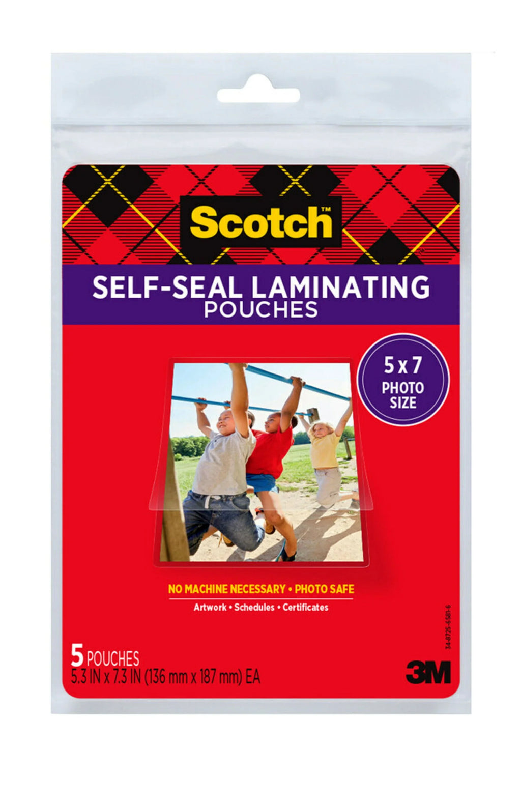 Self-Sealing Photo Laminating Sheets Gloss 5 x 7 5 Sheets E1514