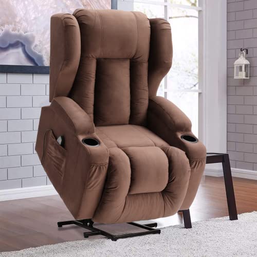 Velvet Electric Lift Recliner Chair with Massage and Heat, USB Ports, 2 Cup Holders Z93180