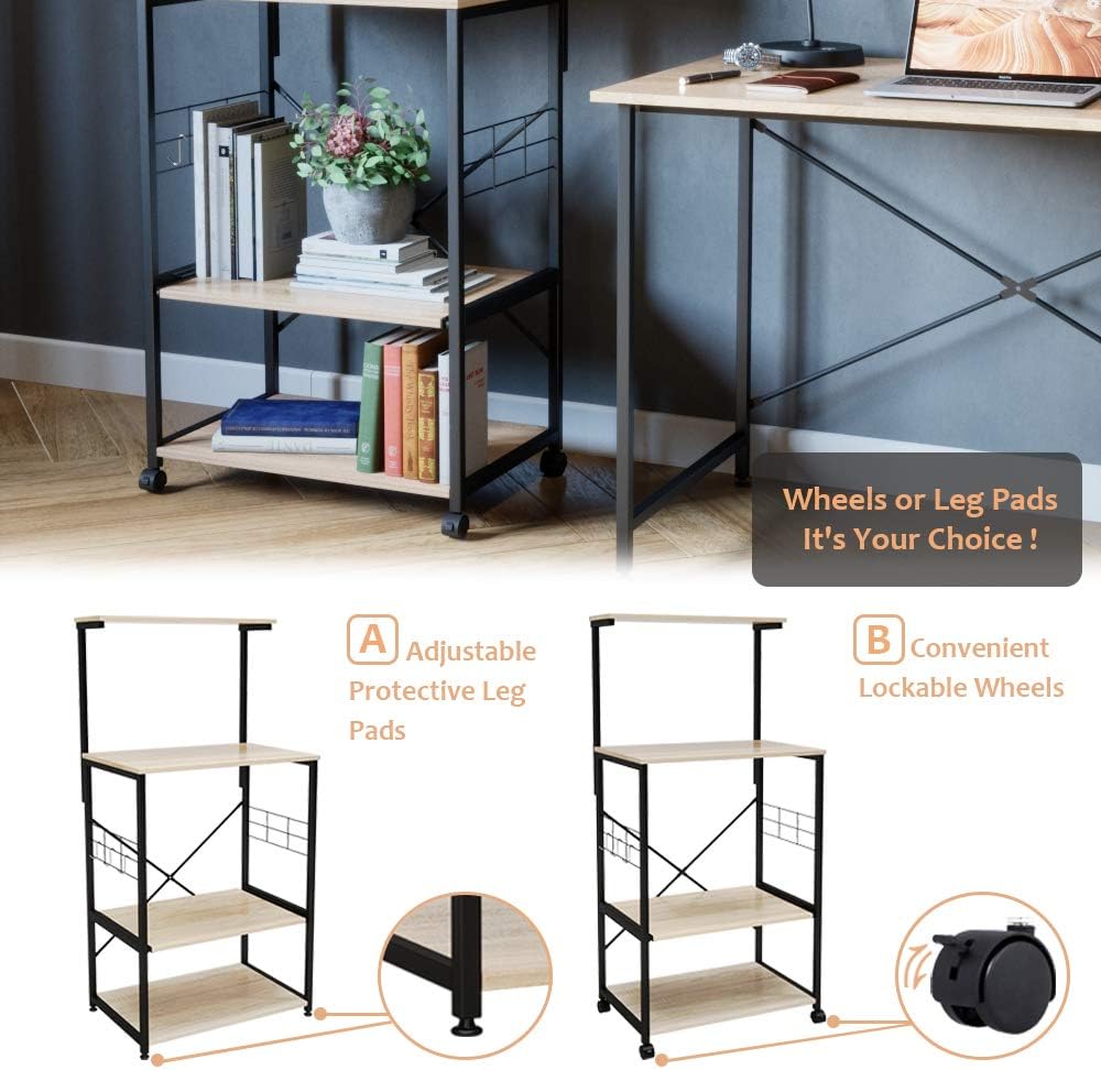 4 Tier Kitchen Bakers Rack with Storage Shelf S884